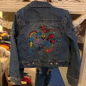 Embroidered Denim Jacket with Colorful Design
